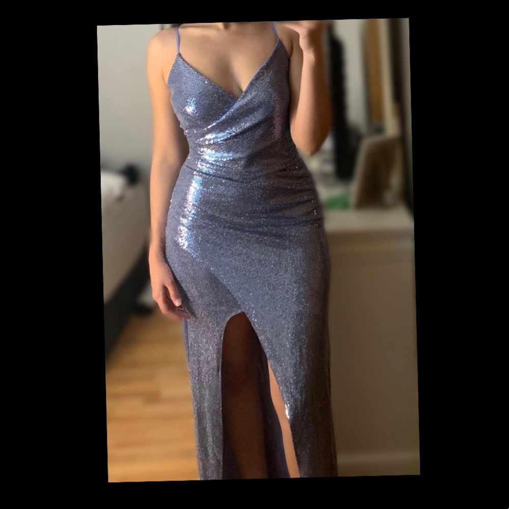 WORN ONCE Emerald Sundae Blue Glitter Prom dress